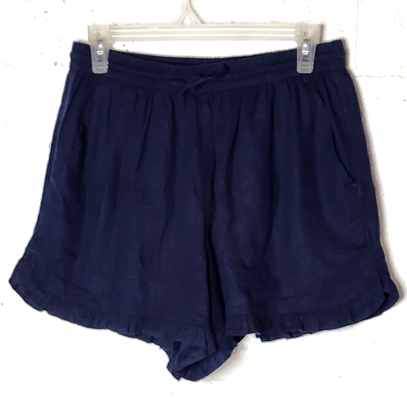 crown & ivy Pants - Crown & Ivy Navy Ruffle-Hem Shorts